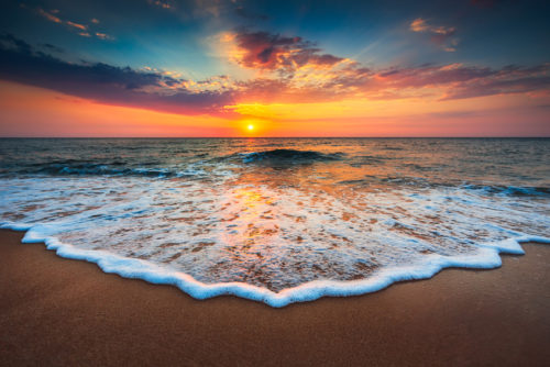 Beautiful sunrise over the sea Beautiful cloudscape over the sea, sunrise shot